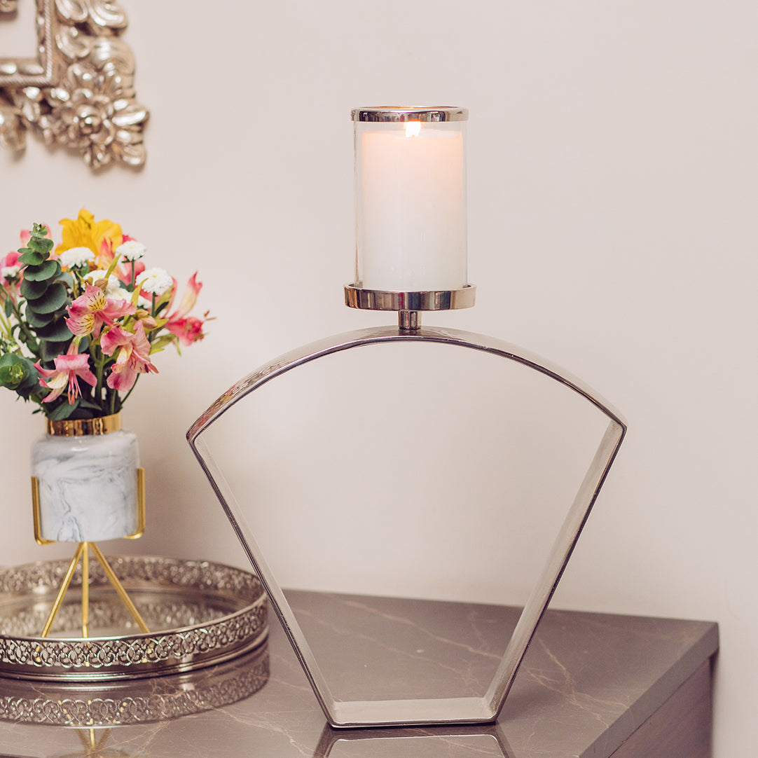 Trapez Silver Candle Stand