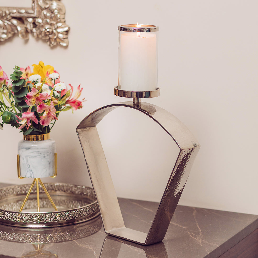 Trapez Silver Candle Stand