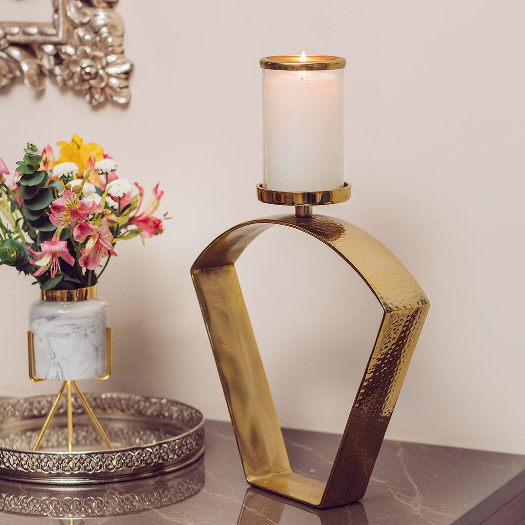 Trapez Gold Candle Stand