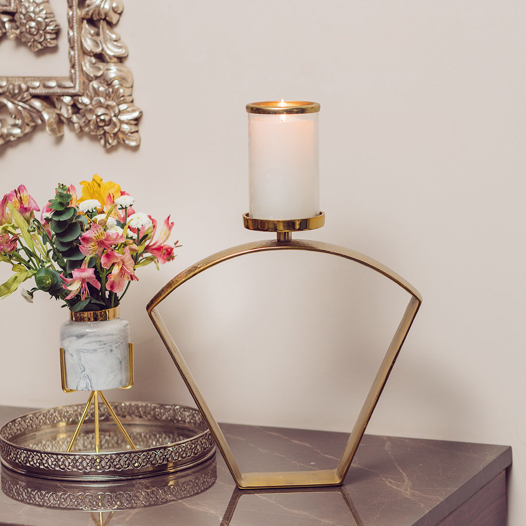 Trapez Gold Candle Stand