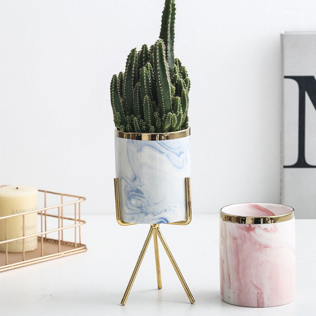 Blue Neher Planter with Stand