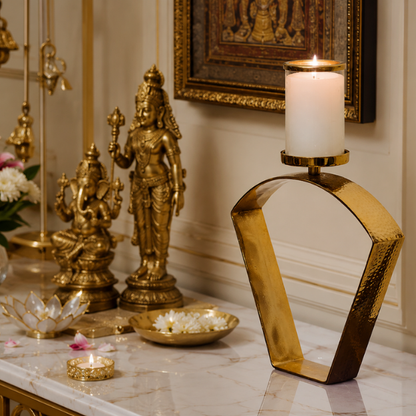 Trapez Gold Candle Stand