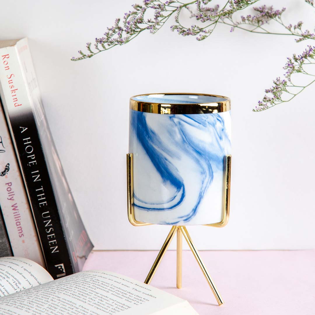 Blue Neher Planter with Stand
