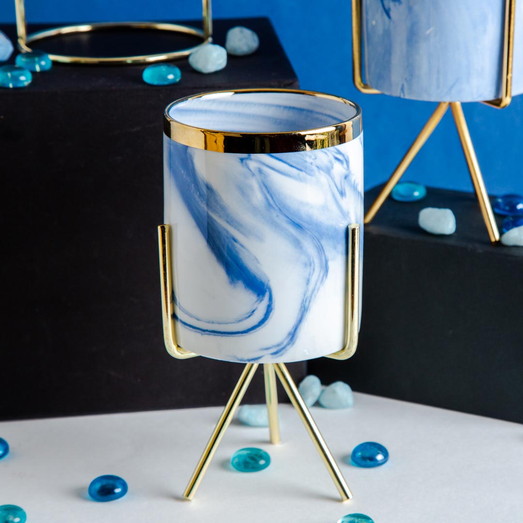Blue Neher Planter with Stand